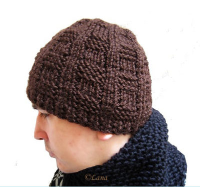 Knitting pattern hat beanie men
