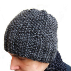 Knitting hat patterns for men women grey