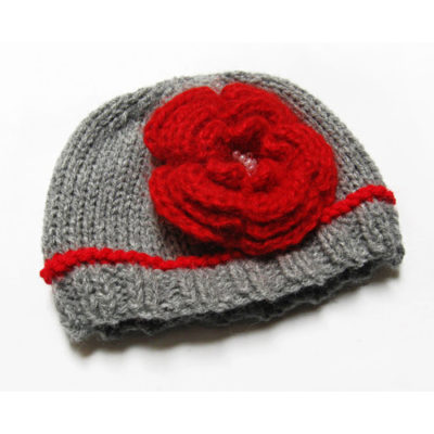Knit Baby Newborn Hat- Baby Girl Hat with Flower