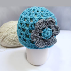 Crochet Pattern Newborn Beanie with Flower in PDF 29
