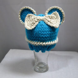 Knit Newborn Hat Blue Mouse Baby Beanie Hat