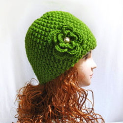 Knitting pattern beanie hat hand knit with flower, pattern