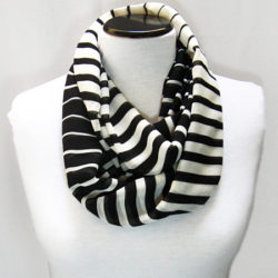 Infinity Scarf, Black and White Stripped Loop Scarf