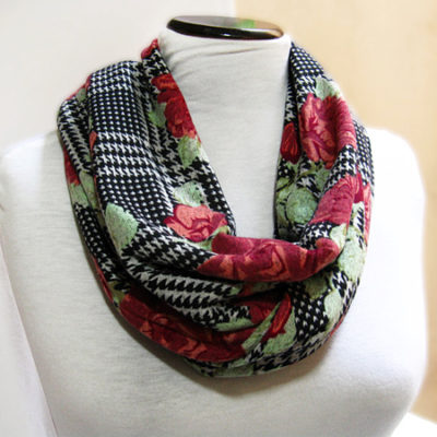 Infinity Scarf, Knit Wool Jersey Circle Scarf, Floral Loop – Gifts shop