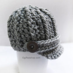 Baby Newsboy Hat- Crochet Baby Hat Brim 0-12 Months Photography Prop