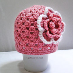 Crochet Baby Girl Hat with Flower- Summer Hat- Spring Hat