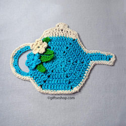 Crochet teapot coaster pattern, tea coaster