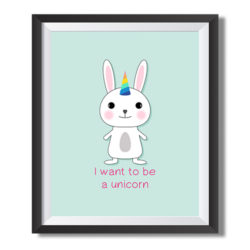 rabbit unicorn nursery wall art print