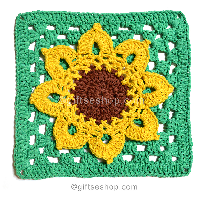 Sunflower granny square crochet pattern