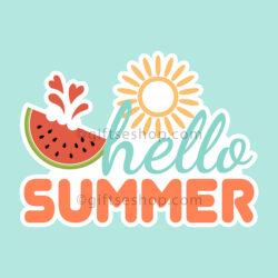 Hello summer sticker, summer sign sticker, beach sticker.