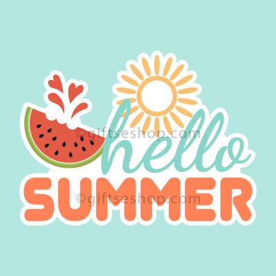 Hello summer sticker, summer sign sticker, beach sticker.