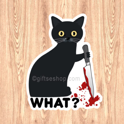 What? Murdery Cat Sticker/ Danger Kitty Murder Cat STICKER