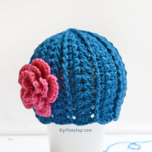 Easy Crochet Baby Beanie Pattern Newborn- One Year Hat with Flower PDF n66-1