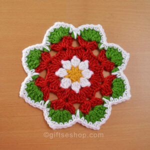 Crochet Pattern- Christmas Coaster Pattern, Crochet Doily PDF no132