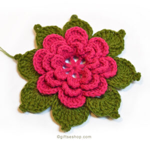crochet flower pattern with leaves