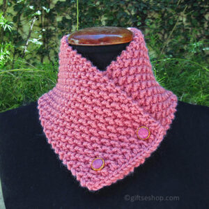 Knitting Pattern Buttoned Neck Warmer Cowl Winter Scarf PDF n7