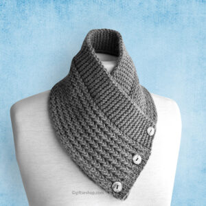 knit buttoned neck warmer scarf for men women